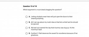 Which argument is most clearly begging the question?A. Lettin... | Filo