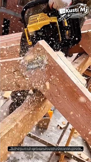 Chainsaw Beam Notching Technique for Roof Frame Installation | Real Field Carpentry.