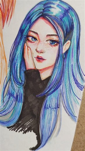 How i Draw Cute face Anime e-Girl Watercolor Pencil, Marker Drawing Sketchbook Simple Alt Character