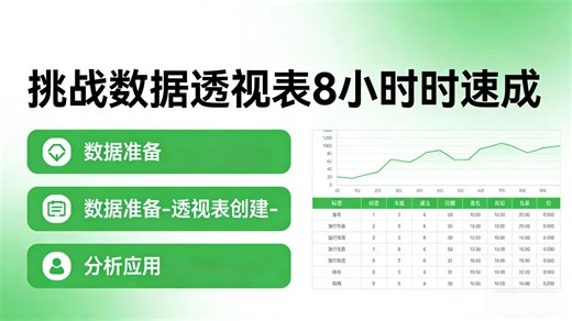 零基础挑战8小时精通Excel数据透视表，手把手带你掌握高级动态报表制作，彻底解决加班熬夜、数据混乱痛点，办公效率瞬间提升10倍，职场必备！