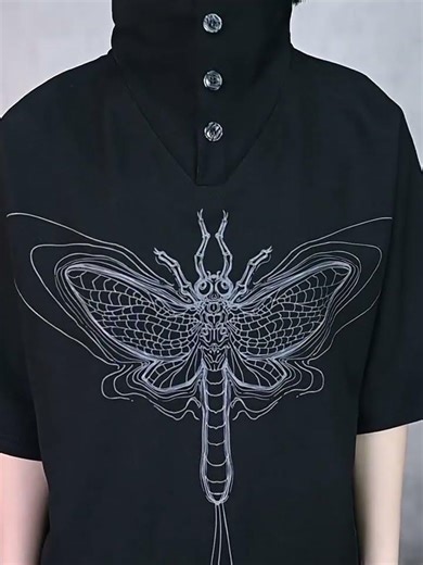 【古怪舍---短暫永恆シリーズ】★チャイナ風トップス★ 2color Tシャツ 半袖 花柄 オリジナル プリント レトロ 個性的