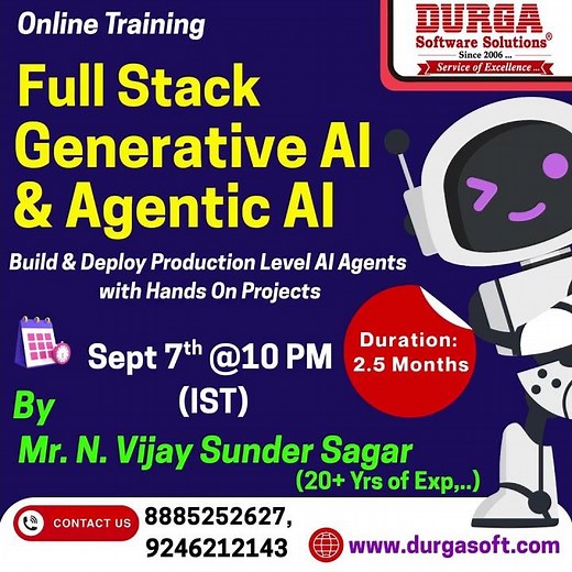 FULL STACK Generative AI & Agentic AI Online Training @DURGASOFT #durgasoft #generativeai #agenticai