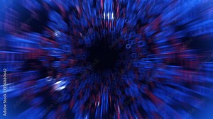 digital tunnel - fast flight through the binary code (0 and 1 digits), seamless loop from frame 100 to the end. Motion blur, HD 1080p