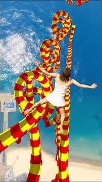 Amanda & Cow On The Longest Water Slide 😲🌊