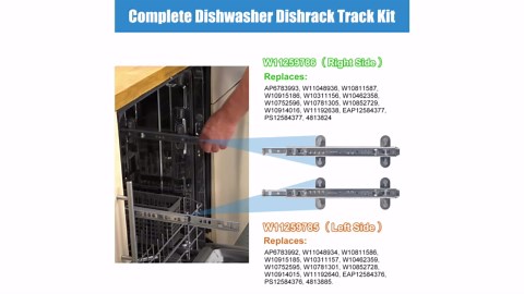 UPGRADED W11259786 Dishwasher Upper Dishrack Slide Track-Right Slide for Whirlpool KitchenAid Dishwasher Upper Rack Parts KDPE234GPS0 KDTE334GPS0 KDTM354DSS4 Rail Track,Fits WPW10546503/W10546503 Part