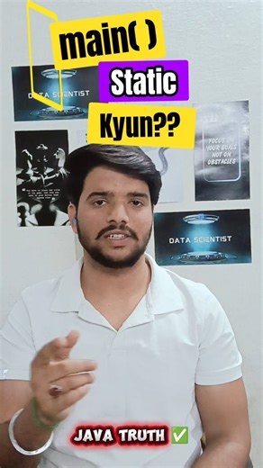 Sayed Mohd Shariq on Instagram: "Why main() is static in Java? 🤔🔥 JVM ke paas program start hote waqt koi object nahi hota, isliye main() ko static banaya gaya 🚀 Interview + beginners dono ke liye MUST KNOW 💯 Follow for daily Java reels 👨‍💻 #Java #JavaReels #JavaInterview #Programming #CodingReels LearnJava JavaBeginners MainMethod DeveloperLife"