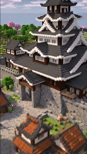 Minecraft Japanese Castle Town Build Showcase - Samurai Village with Tenshu #mcbuilds Anime
