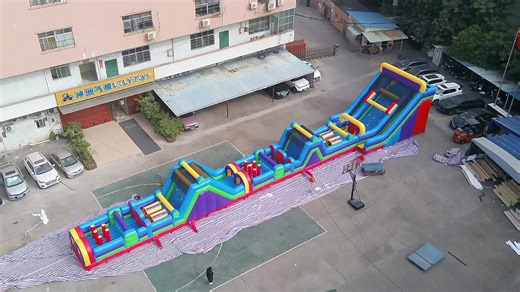 Adult Outdoor Inflatable Obstacle Course Challenge Race With Bungee Jumping for Outdoor Activities