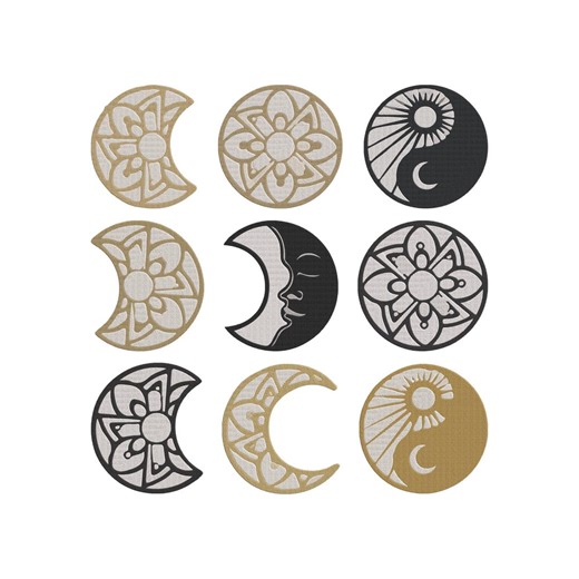 Moon Embroidery Design, Sun Mandala Machine Embroidery File, Celestial Embroidery Instant Download - Etsy