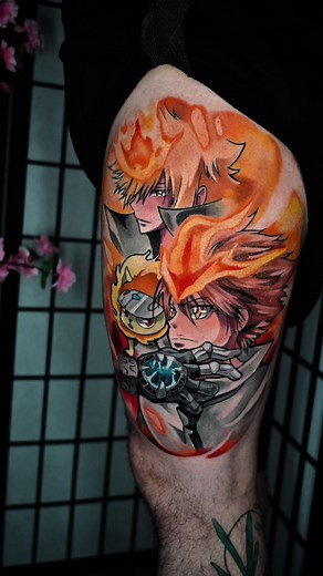 Katekyo Hitman Reborn / Tsunayoshi Sawada y Vongola Primo Giotto Muchas ganas de terminar a toda la familia Vongola en este estilo #animetattoo #katekyohitmanreborn #tsunayoshisawada #katekyohitmanreborntattoo