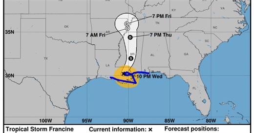 Hurricane Francine arrives in southern Louisiana
