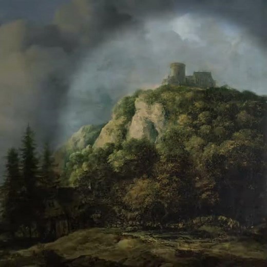 【1分deフェルメール展⑨】ヤーコプ・ファン・ライスダール《城山の前の滝》（1665-70年頃 ドレスデン国立古典絵画館）