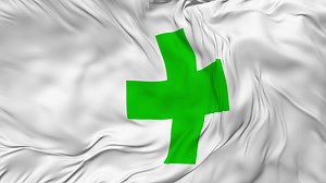 Download Plus Sign, Cross Sign Flag Seamless Looping Background, Looped Bump Texture Cloth Waving Slow Motion, 3D Rendering for free