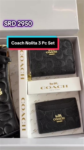 Black Coach Nolita Set With Gold Hardware In Signature Canvas 🔥 Includes: ✨ Nolita Shoulder Bag ✨ Card Holder ✨ Wallet Price: SRD 2950 💰 Order now 🤩 Whatsapp: 597 884-6167 📞 #coach #tiktoksuriname #fyp #trend #nolita