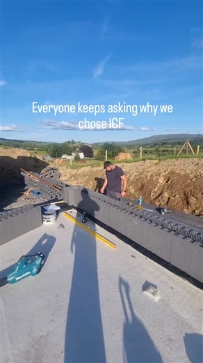 Sara and Ryan on Instagram: "So many people have asked why we chose ICF 🧱 When we were planning our build we knew very little about ICF and we were going to choose blocks untill we ran into our ICF supplier @castleforms at a selfbuild exposition. My husband was immediately interested in it and began his research. The main reasons we pivoted to use ICF are: 1. My husband is in the construction industry and quickly realised he would be able to build the ICF himself - saving us on labour costs. 2.