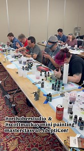 1.9K views · 104 reactions | @orthoberstudio and @scottmackay are sharing all kinds of awesome tips and tricks today in their 6 hour (!) mini painting master class “We Are the Master of Our Models!” here @adepticon. These students are cranking out some very cool stuff with our airbrushes along with Medea NuWorlds Paint and Arsenal Paint Brushes! #iwataairbrush #iwatamedea #iwatafamily #MedeaNuWorlds #adepticon #adepticon2025 | Iwata Airbrush | Facebook