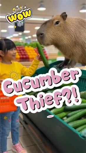 Cucumber Thief?! #capybara #funnypets