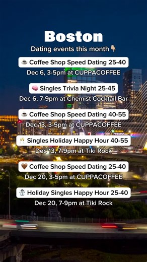 Pao Boston on Instagram: "Boston, December is officially the month to fire up a new romance ❄️💙 The holidays hit different when you’ve got someone special to share them with. Warm drinks, twinkling lights, cozy nights in… it’s all better with a spark ✨ And lucky for you, a new month means more @jigsaw.dating events to find that connection. Consider this your exclusive first look at this month’s Singles Event lineup! (PS - There’s a Holiday singles happy hour at the end of the month, ugly Christ