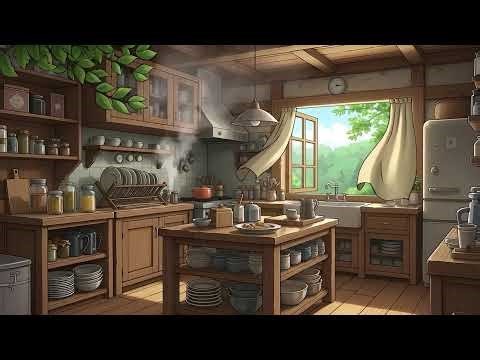 Cozy Ghibli Kitchen Ambience - Relaxing Nature Sounds