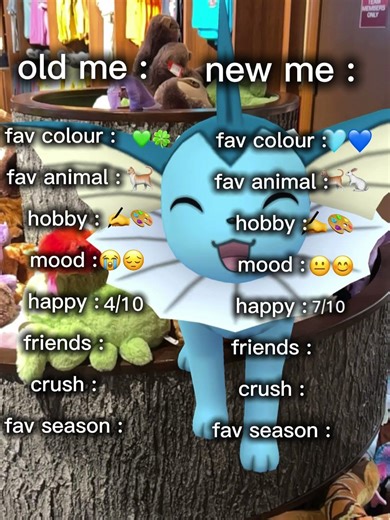 Old me - New me #pokemon #vaporeon #eevee #helpmemakethismakesense #edit #memes #animation