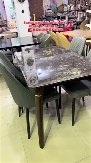Premium Marble and Wooden Dining Set Available Now