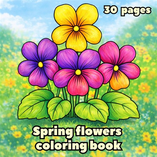 Spring Flowers Coloring Book Printable PDF | Floral Coloring Pages for Kids and Adults - Etsy