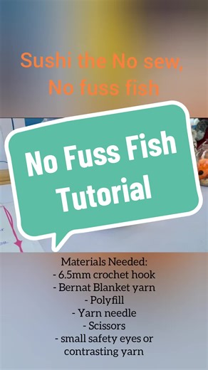 SUSHI the No Fuss Fish TUTORIAL Follow along to make your own pet fish. You can find the free written pattern on my Instagram or the PDF on Etsy. #crochettutorial #crochetpattern #nosew #crochetersoftiktok #crochet #crochettok #petfish #nofussfish #pattern #freepattern