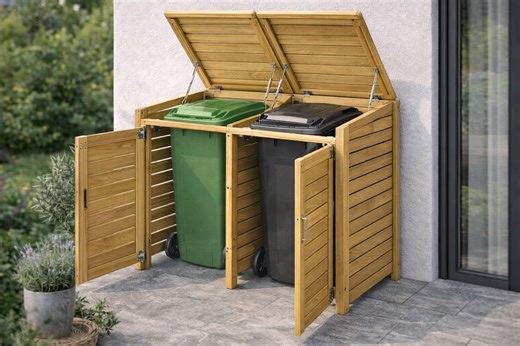 Outdoor Trash Bin Cover Plans | Wooden Recycling Bin Enclosure DIY PDF - Etsy