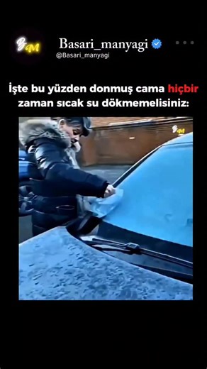 Başarı | Motivasyon | Girişimcilik on Instagram: "O çaydanlığı almadan önce iki kere düşünün! 🛑❄️ Hepimiz oradaydık; dondurucu bir sabah geç saatlere kadar koşuyorduk, arabadaki buzları temizlemek için çaresizce çabalıyorduk. Hızlı bir çözüm gibi görünebilir, ancak donmuş bir ön camın üzerine sıcak veya kaynar su dökmek felaketin reçetesidir. Aşırı sıcaklık farkı, camın anında çatlamasına ve hatta parçalanmasına neden olabilecek termal şoka neden olur. Bu kliplerde görebileceğiniz gibi, bir "ha