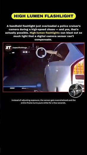 This Flashlight BLINDED a Police Camera . #usashorts #techfacts #highlumanflashlight #tech #ytshorts