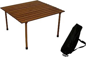 W2817 Low Wood Portable Table with Carrying Bag, Brown