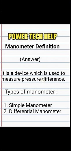 Manometer Definition and it's Types