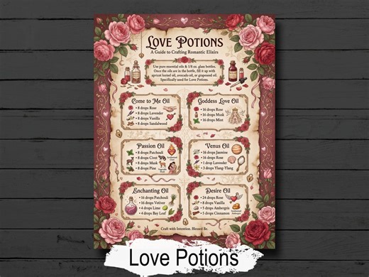 Love Potion Recipes: Book of Shadows Infographic Page for Your Witchcraft Grimoire, Altar Art - Etsy
