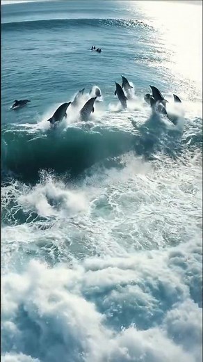 DOLPHINS Jumping in Stunning 4K Ocean Waves#asmr #dolphin