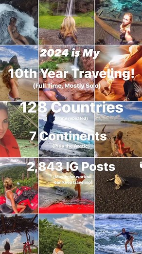 2024 is officially my 10th YEAR TRAVELING full time and mostly solo!! Tbh I can’t believe it’s only been 10 years, because with how much I’ve seen and done, it feels like 100! Traveling is by far the best thing that has ever happened to me and something I hope everyone gets to thoroughly experience the way I have. I went from thinking everyone in the world was dangerous and all countries are scary, to feeling at home and welcomed the moment I step foot in any country. I’ve learned so much and wi