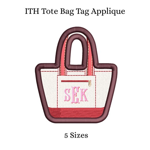 ITH Tote Bag Charm Applique Embroidery Design | Mini Bag Tags Machine Embroidery File - Etsy