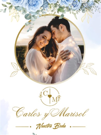 Invitación digital de boda azul cielo: elegante y romántica