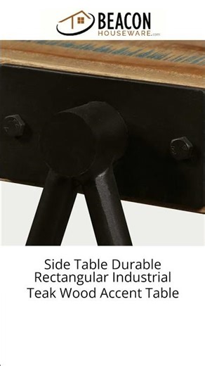Side Table Durable Rectangular Industrial Teak Wood Accent Table