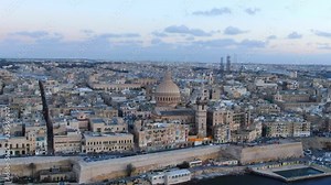 Aerial view over the city of Valletta - the capital city of Malta - aerial photography