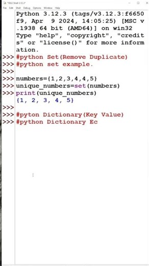 Set and Dictionary in Python 🐍 | Short Coding Example #coding #learnpython #pythonanbeginner