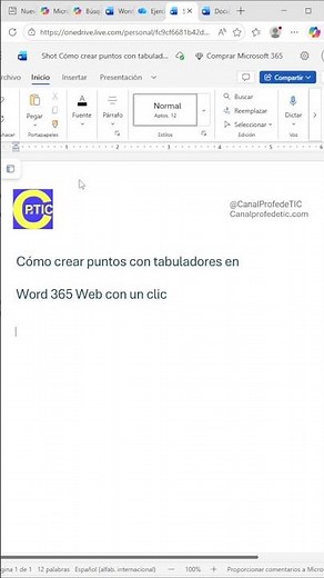 Cómo crear puntos con tabuladores en Word 365 Web con un clic #Word #office #Tabuladores #word365