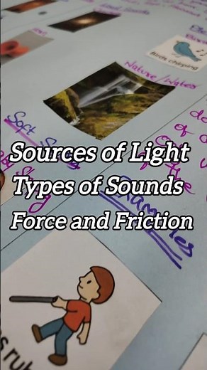 Sources of Light, Types of sound,force and Friction activity chart | grade 3 I science activity