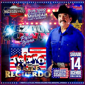 👉 Este 𝗦𝗮𝗯𝗮𝗱𝗼 𝟭𝟰 𝗗𝗶𝗰𝗶𝗲𝗺𝗯𝗿𝗲, regresa el Tejano Music al 𝗖𝗲𝗻𝘁𝗿𝗼 𝗦𝗼𝗰𝗶𝗮𝗹 𝗠𝗲𝘇𝗾𝘂𝗶𝘁𝗮𝗹 en un 𝐆𝐫𝐚𝐧 𝐁𝐚𝐢𝐥𝐞 𝐝𝐞𝐥 𝐑𝐞𝐜𝐮𝐞𝐫𝐝𝐨, ven y revive los grandes éxitos tejanos que llegaron para quedarse, 🇺🇸 𝐋𝐢𝐧𝐨 𝐍𝐨𝐞 𝐲 𝐬𝐮 𝐓𝐞𝐣𝐚𝐧𝐨 𝐌𝐮𝐬𝐢𝐜 programando tu música favorita de 9 a 2 más el pilón. 🎟 Cover $150 antes de las 10pm. 🤠 ¡Nos vemos en el Mezquitown! | Lino Noe y su Tejano Music