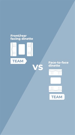 67 reactions | The dinette is a way of life. ✨ Some people go with the flow while others prefer to face things head on.  Whose side are you on: forward/backward facing or face-to-face? Let us know in the comments  | Rimor | Facebook