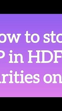 How to stop SIP in HDFC securities online