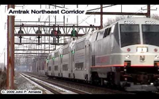 (远古东北走廊)大西洋城特快(NJT P42 4800 ALP44 4405)通过克罗伊登站(2009年1月30日)