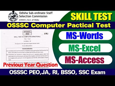 OSSSC previous year computer practical skill test question for PEO RI Junior assistant Exam 2023