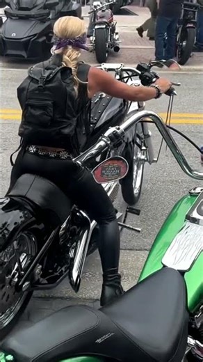 BIKER GIRL ON A CUSTOM HARLEY 🖤👑🔥