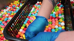 Sorting day 👩🏽‍🍳🍬 Our team is working hard sorting through a fresh batch of delicious gobstoppers to ensure each jar is the perfect balance of rainbow sweetness. 🌈 | Australian Sweetco