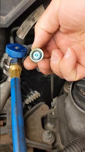 Disconnect high side A/C service port connector install cap 2008 Honda Fit 134a refrigerant recharge